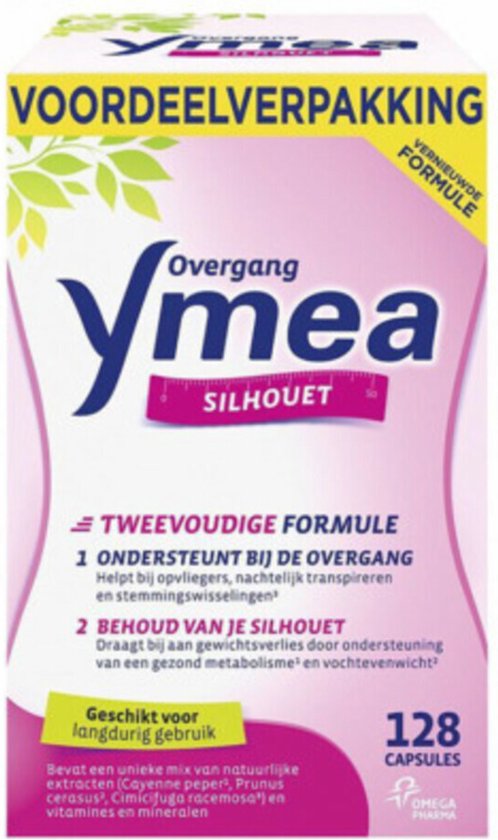 Foto: Ymea overgang silhouet voedingssupplement overgang overgang tabletten 128 capsules voordeelverpakking