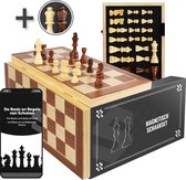 Magnetisch Schaakbord met Staunton Schaakstukken – 2 EXTRA Koninginnen – Inclusief E-book met Schaakregels - Houten Handgemaakte Schaakset/Schaakspel voor Volwassenen – Groot Formaat van 39x39cm - Chess Board/Set