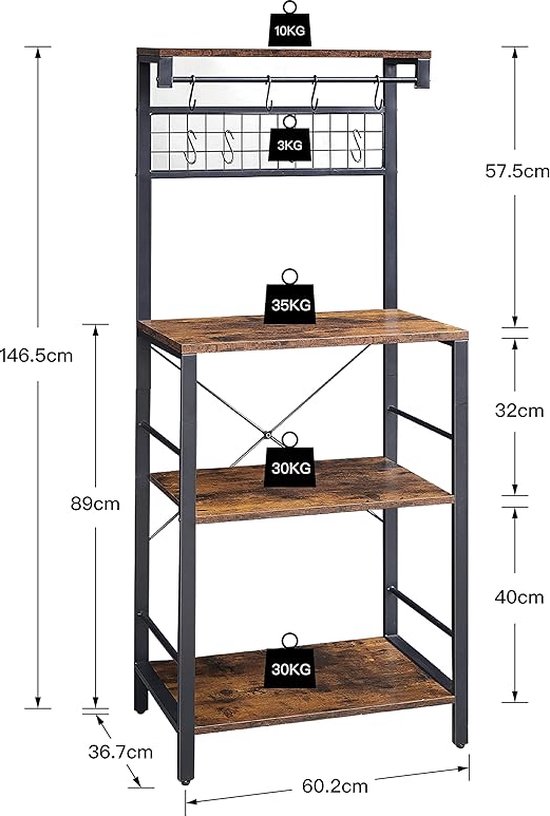 Étagère sur pied - Étagère sur pied \ Étagère sur pied ‎36,7 x 60,2 x 146,5 cm
