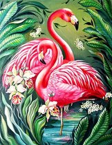 TOPMO- Flamingo - 40 x 50 CM - Diamond painting pakket - HQ Diamond Painting - volledig dekkend - Diamant Schilderen - voor Volwassenen – ROND