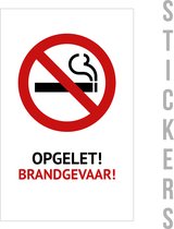 Pictogram/ sticker | 15 x 25 cm | Rookverbod - "Opgelet! Brandgevaar!" | Roken | No smoke | Ne pas fumer | Verboden te roken | Brandgevaar | Danger | Tankstation | Sigaretten | Tabak | 2 stuks