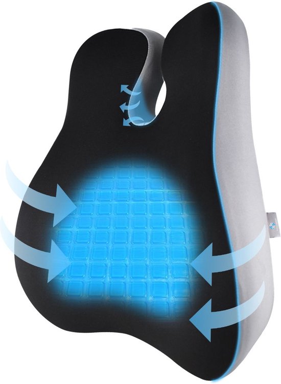 Fleau Home Rugkussen Onderrug - Ondersteunend Ergonomisch Lendenkussen - Rugsteun - Coolgel - Traagschuim - Wasbaar
