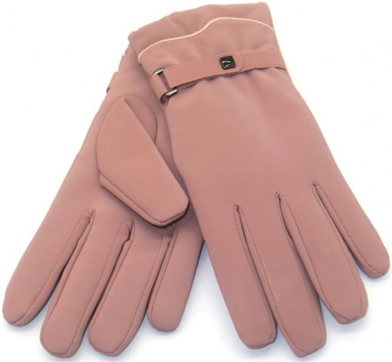 Handschoenen Winter Dames - Zachte Wollen Voering - Mode Accessoire -Dames Handschoen met sier knoopje roze