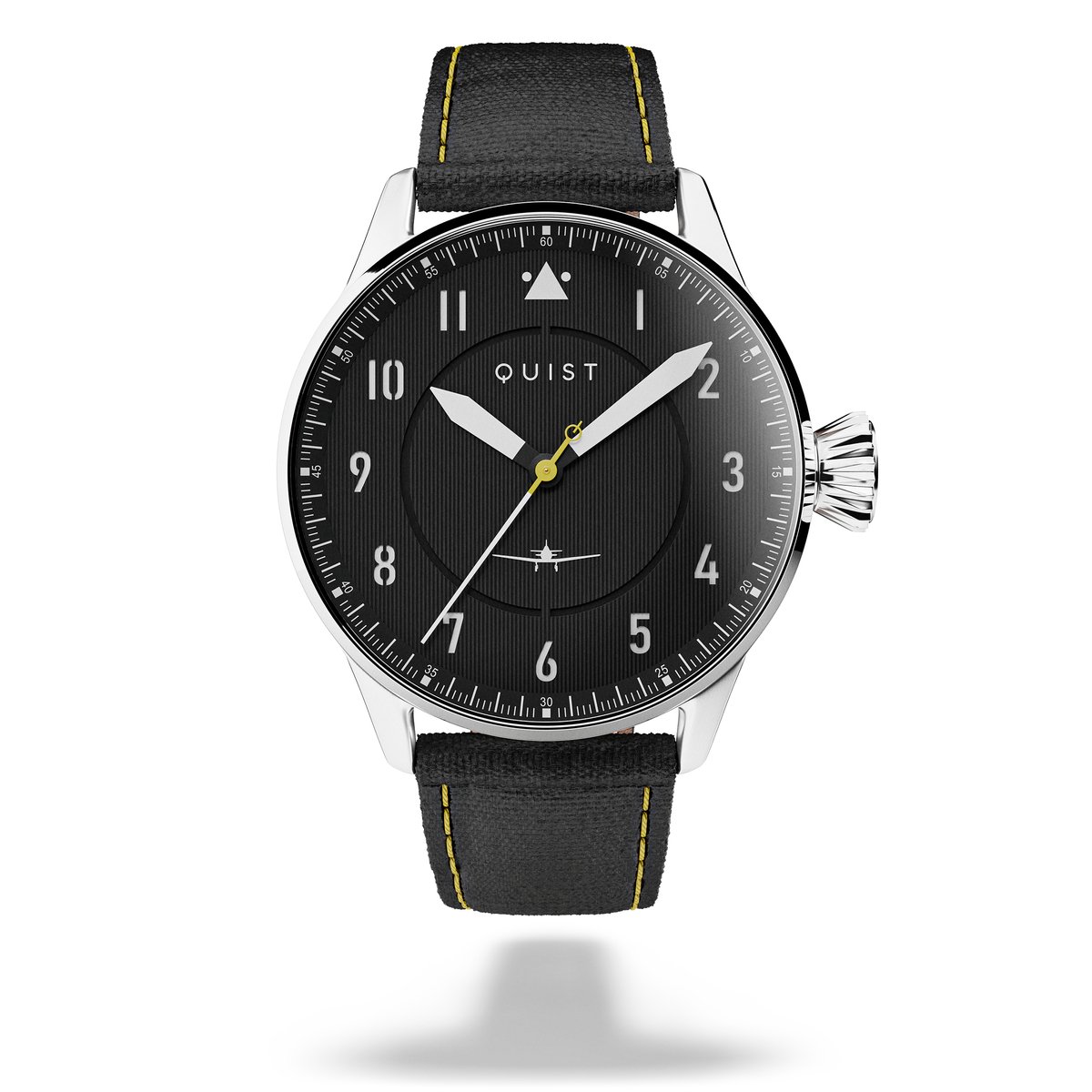 QUIST - Maverick herenhorloge - zilver - zwarte wijzerplaat - zwarte cordura horlogeband - 40mm