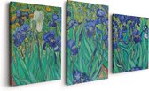 Artaza Canvas Schilderij Drieluik Irissen - Vincent van Gogh - 120x60 - Foto Op Canvas - Canvas Print