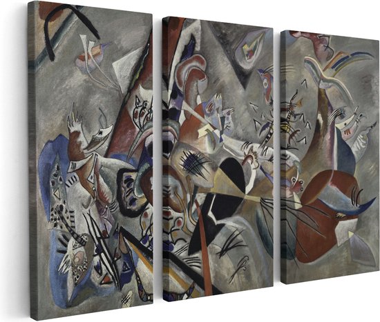 Artaza Canvas Schilderij Drieluik In Grijs - Wassily Kandinsky - 90x60 - Foto Op Canvas - Canvas Print