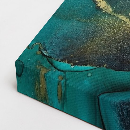 Artaza Peinture sur Toile Quadriptyque Art Abstrait - Vert avec Or - 160x120 - Groot - Photo sur Toile - Impression sur Toile