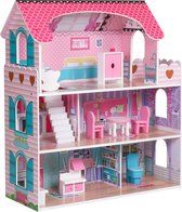 Maison de poupée Bianca - 70x62x27cm - avec meubles - rose