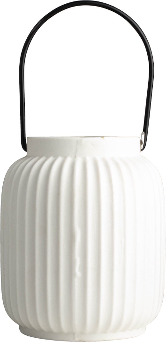 Gusta - LED lantaarn wit - Handig met aan/uit knop - Modern Design - Windlicht - ø12 x 15,5 cm