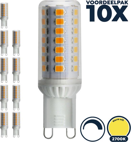 Lampe LED G9 dimmable, 4W remplace 40W, blanc chaud (2700K), 370 lumen - Pack économique 10 pièces - 57mm*Ø18mm