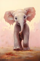 Baby Olifant Poster | Kinderkamer | Babydieren | Afrika Poster | Dierenposter | Natuurposter | 61x91cm | Wanddecoratie | Muurposter | CW | Geschikt om in te lijsten