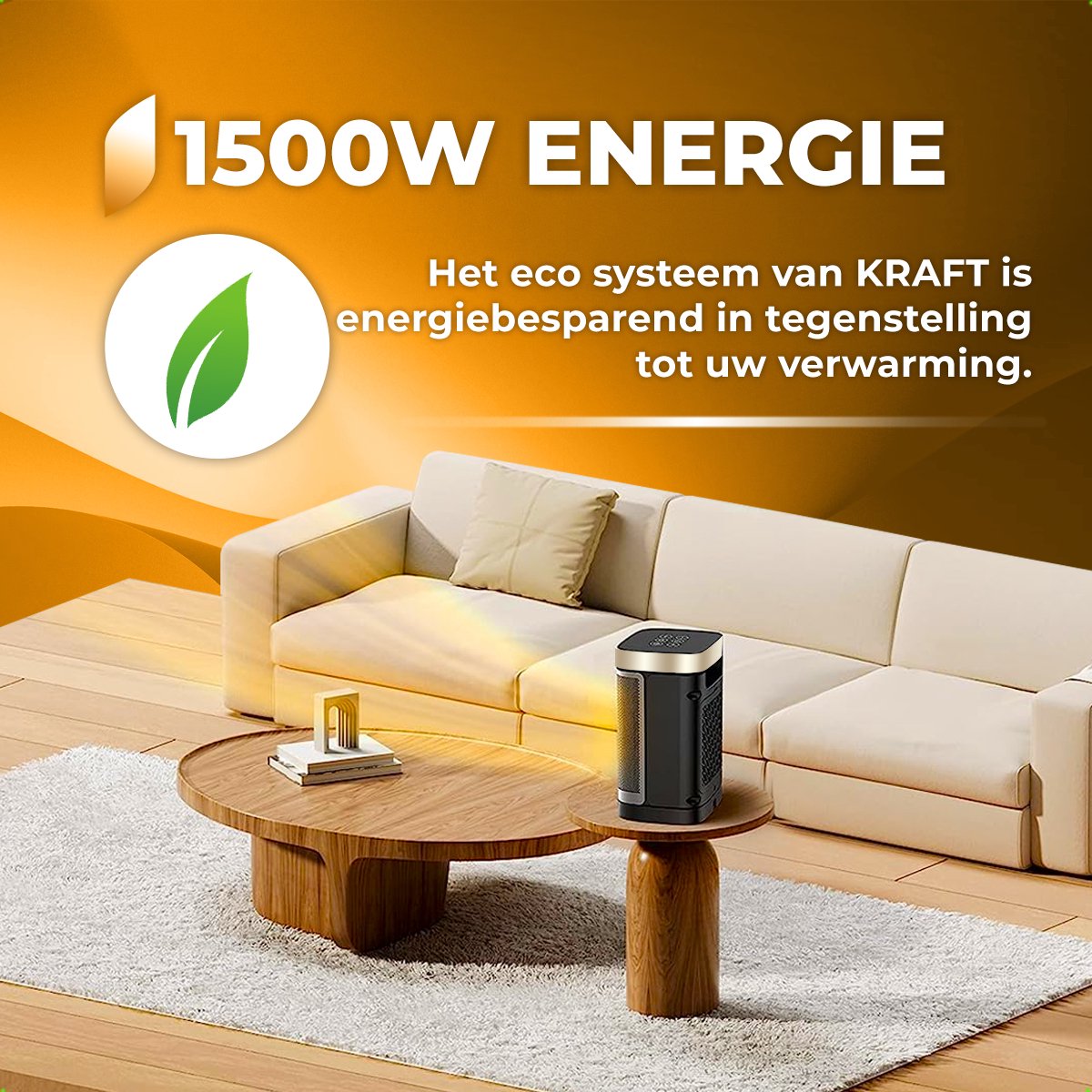 Elektrische KachelECO PTC Keramische Ventilatorkachel Energiebesparend Geluidloos Met 24 Uurs Timer 90