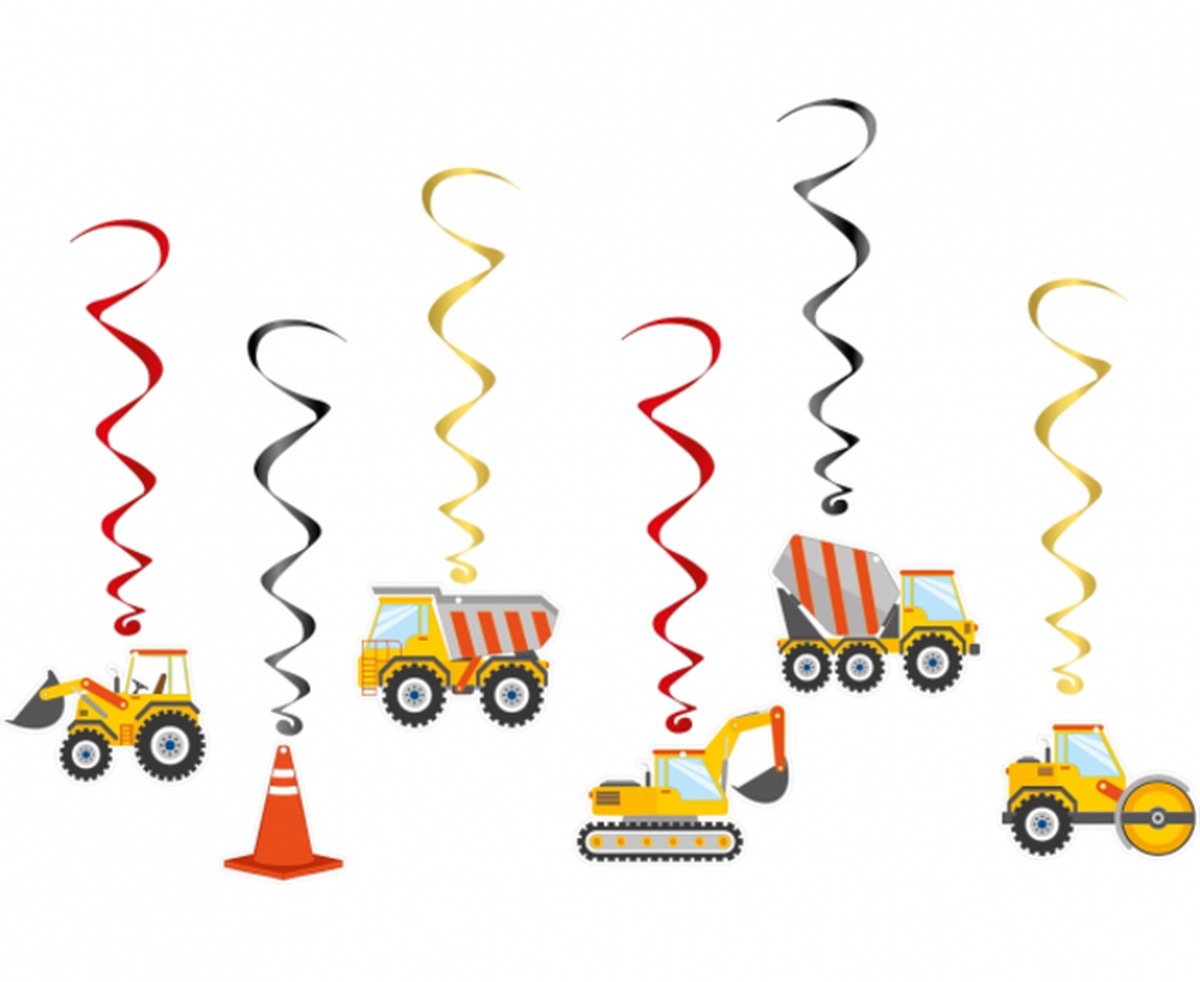 Hangdecoratie graafmachines | 6 stuks