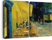 Artaza Peinture sur Toile Diptyque Terrasse de Café la Nuit - Vincent van Gogh - 120x80 - Photo sur Toile - Impression sur Toile