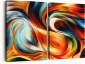 Artaza Canvas Schilderij Tweeluik Abstracte Kunst van Kleurrijke Verf - 180x120 - Groot - Foto Op Canvas - Canvas Print