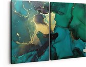 Artaza Peinture sur Toile Diptyque Art Abstrait - Vert avec Or - 160x120 - Groot - Photo sur Toile - Impression sur Toile