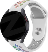 Bandz universeel 20mm sport band 'Deluxe' geschikt voor Samsung Galaxy Watch 4 / 5 / 6 / Active 1/2 40 & 44mm / Watch 1 42mm / Watch 3 41mm / Gear Sport / Polar Ignite 1-2-3 / Unite / Pacer - Hoogwaardig siliconen materiaal - wit & regenboog