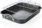 2-Piece Roasting and Baking Dish - Roasting Dish with Non-Stick Coating, Grid and Handles - Casserole Dish with High Rim (Anthracite - 2-Piece)