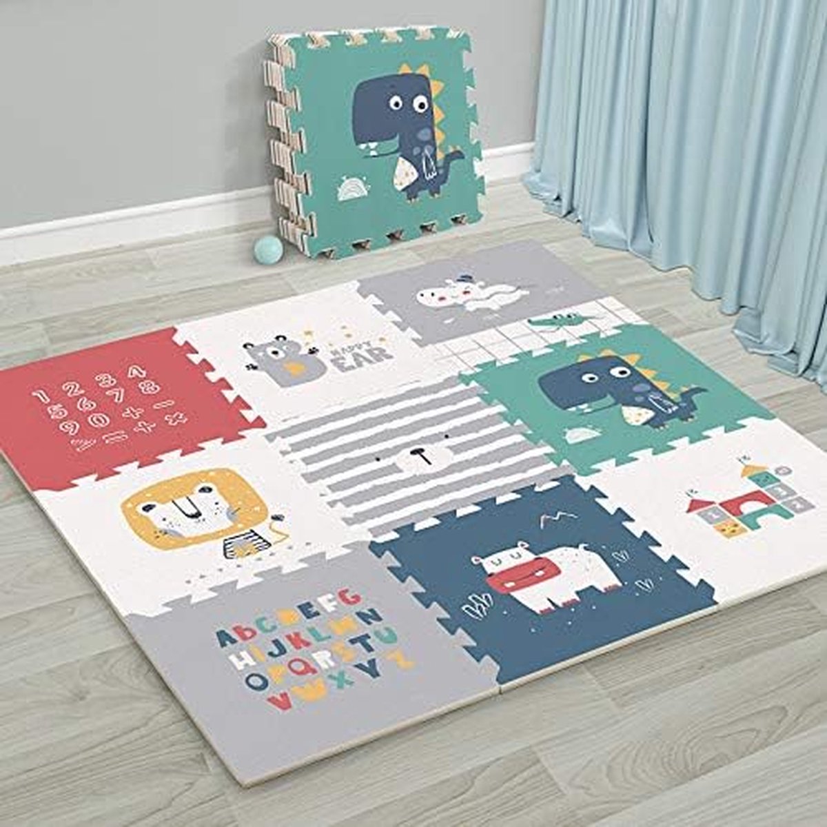 Tapis de jeu 180x200x1.5cm XXL tapis de sol en mousse réversible