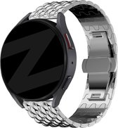 Bandz universeel 20mm stalen band 'Dragon' geschikt voor Samsung Galaxy Watch Active 1/2 40 & 44mm / Watch 1 42mm / Watch 3 41mm / Gear Sport / Polar Ignite 1-2-3 / Unite / Pacer - Hoogwaardig staal - Inclusief horloge inkorter - zilver