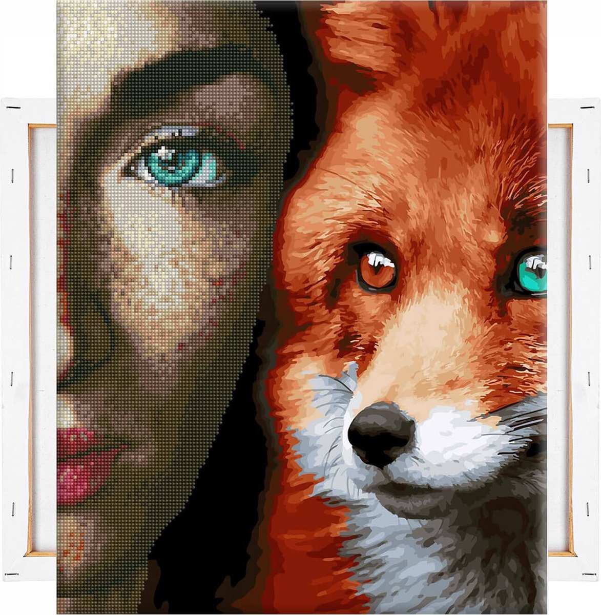 Schilderen Op Nummer Volwassenen DIY Hybrid Paint By Number Diamond Painting - Compleet Hobby Pakket op Frame met Vernis - ®Arty Bee - Vos Dame - 40x50cm — afbeelding 5