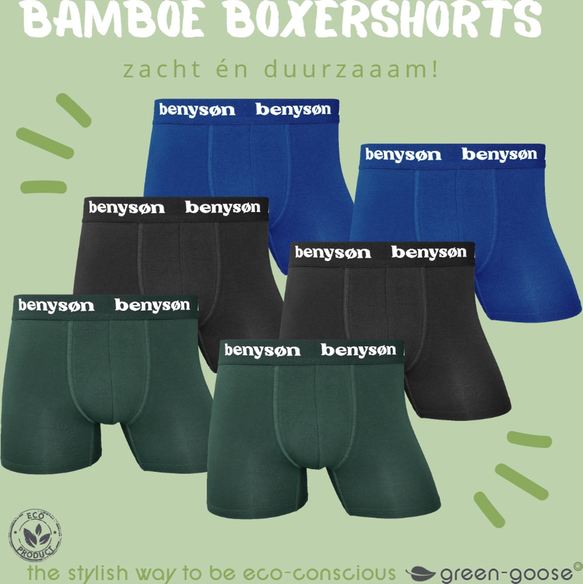 Benyson Bamboe Onderbroek - Boxershort 6-pack multicolor - Maat XL