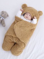 Couverture Bébé BabyPro© - Style Teddy - Marron foncé - 3 à 6 mois - 65x71cm - 750 Grammes - Fibre de Katoen/ polyester - Cadeau maternité - Baby shower - Couverture d'emmaillotage - Vêtements Bébé - Astuce cadeau