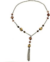 Behave - Lange ketting - Chic hanger detail - Bruin - 72,5 cm