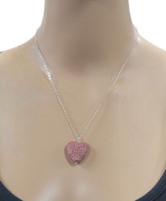 sieraden - ketting met hanger dames - hartje - cadeau voor vrouw – Terracotta + zilverkleurige ketting - oDaani