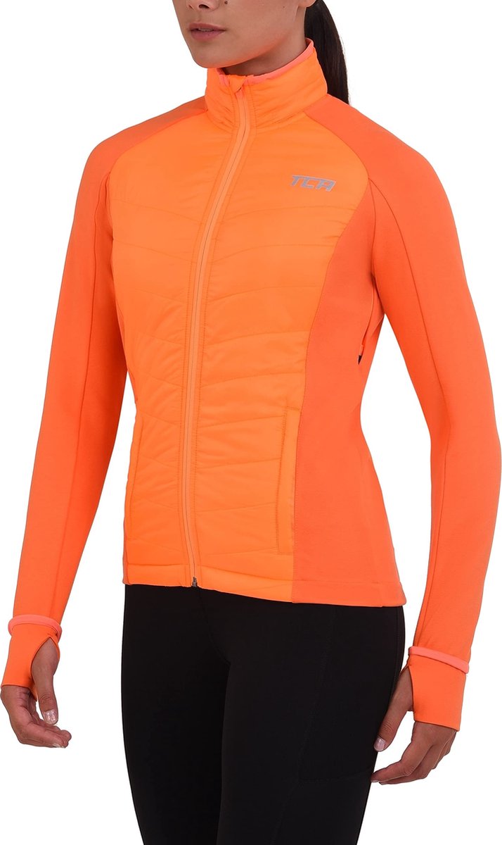 TCA Dames Excel Hardloper All-Season Lichtgewicht Waterafstotend Opvouwbaar Hardloopjack - Oranje, L