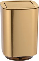 Auron Gold Swing Lid Bin, Cosmetic Bin with Swing Lid, Bathroom Bin Capacity: 5.5 L, Plastic, 17.2 x 25.5 x 17.2 cm, Gold