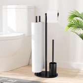 Toilet Paper Holder Standing with Toilet Brush for 10 Rolls Toilet Paper Stand Toilet Set with Toilet Paper Holder and Toilet Brush, Stand for Toilet Paper and Toilet Brush