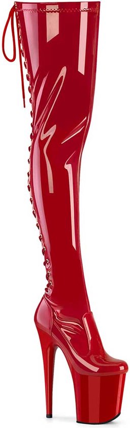 Pleaser - FLAMINGO-3850 Plateau Overknee Laarzen - US 6 - 36 Shoes - Rood