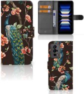 Telefoonhoesje Geschikt voor Xiaomi Poco F5 Pro Flipcase Cover Pauw met Bloemen