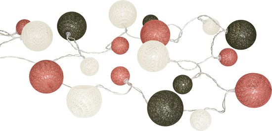 Atmosphera LED Éclairage de fête Land balls Multi color - Guirlande lumineuse coton - Boule Cotton - 20 Balles - Dia 6 cm - Guirlande