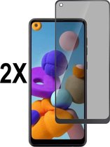 Screenz® - PRIVACY Screenprotector geschikt voor Oppo A76 - Tempered glass Screen protector geschikt voor Oppo A76 - Beschermglas - Glasplaatje - 2 stuks