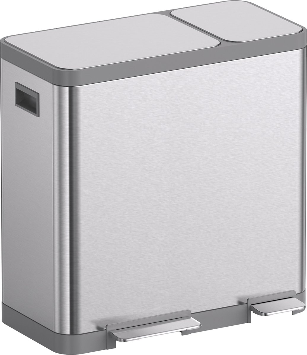 Luzzo® Vermont Afvalscheidingsprullenbak Pedaalemmer 54 Ltr - RVS
