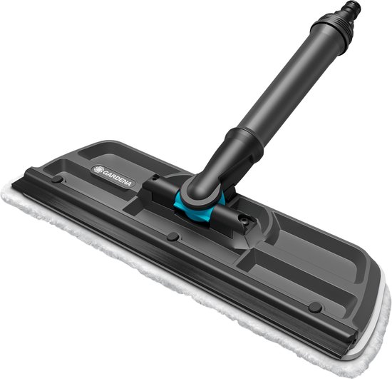 Gardena raamwisser 31 cm met microvezel en trekker, 2-in-1 glasreiniger voor buiten, draaibaar, tuinslang aansluiting