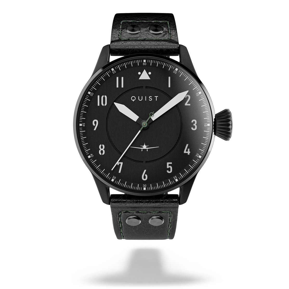 QUIST - Maverick herenhorloge - mat zwart - zwarte wijzerplaat - zwarte lederen horlogeband - 40mm