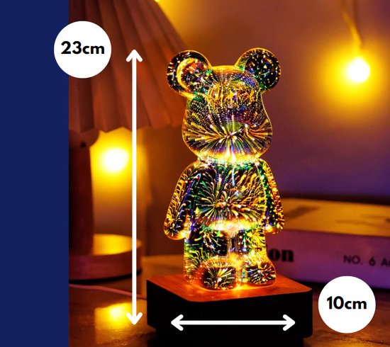 Lampe ours effet feu d'artifice - Veilleuse enfant - Lampe enfant - Lampe 3D Lampe de table LED