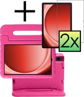 Hoesje Geschikt voor Samsung Galaxy Tab A9 Plus Hoesje Kinderhoes Shockproof Hoes Kids Case Met 2x Screenprotector - Roze