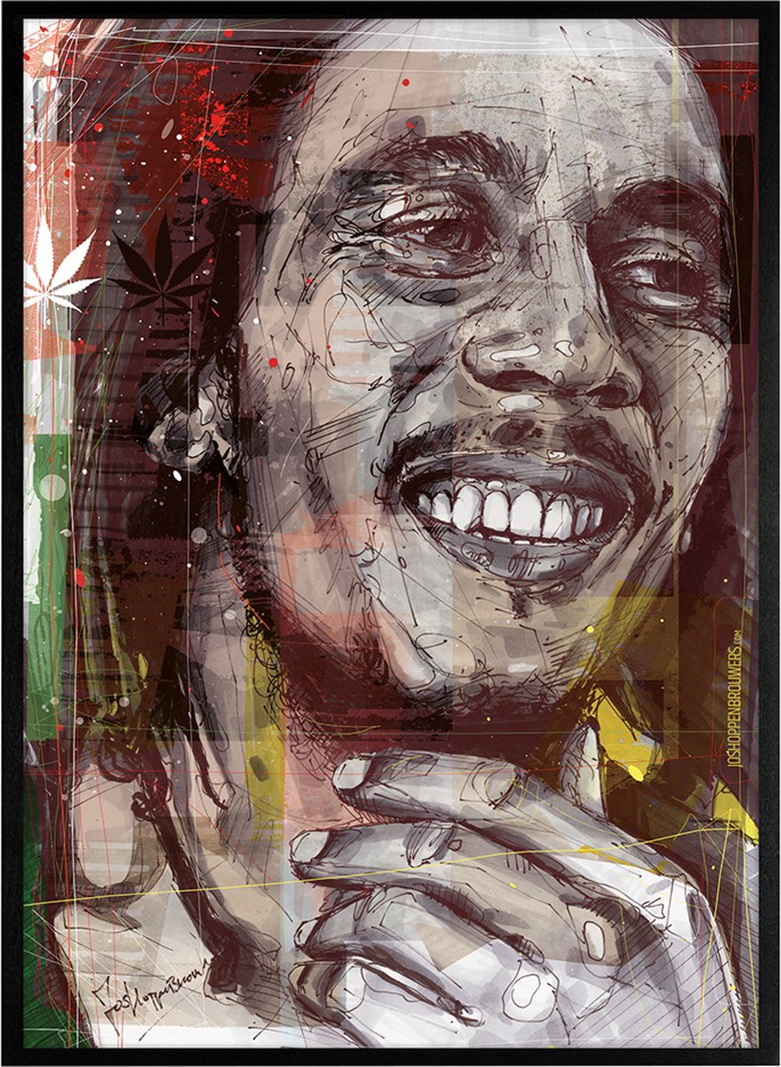 Bob Marley 01 print 51x71 cm *ingelijst & gesigneerd
