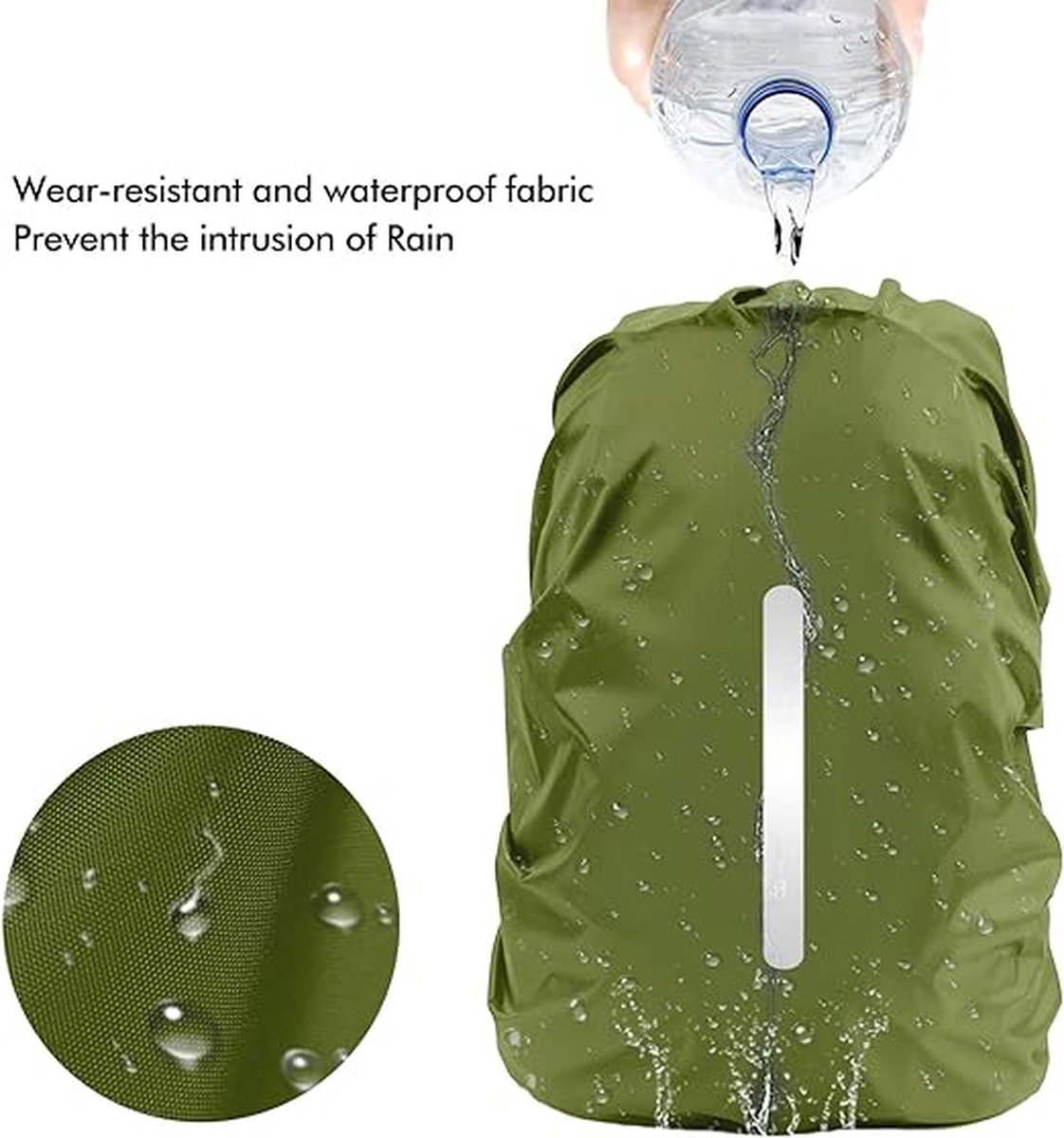VONJUMA Housse De Pluie Pour Sac à Dos 55-65L – Vert Fluo Avec Bandes Réfléchissantes Et Sangle Poitrine
