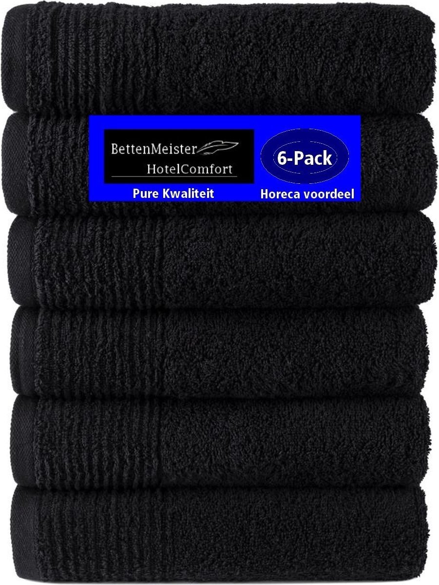 6 Pack Handdoeken wellness (6 Stuks) 450g.p/m2 100% katoen zwart 50x100cm - set van 6 stuks
