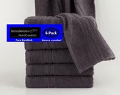 6 Pack Handdoeken - (6 stuks) FeelGood due Fancy antraciet - 50x100cm 100% Katoen badstof