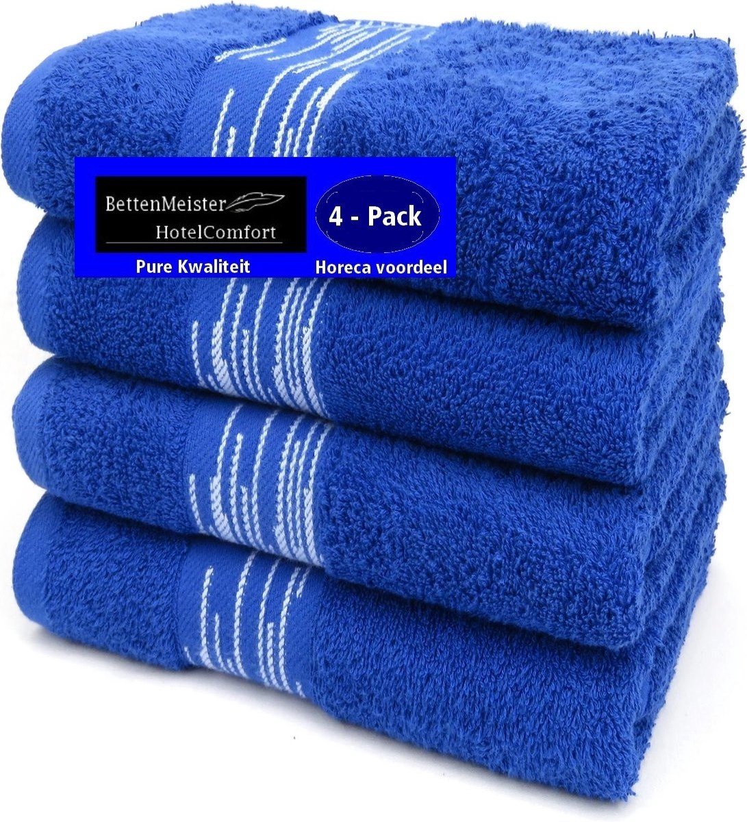 4 Pack Handdoeken - (4 stuks) Essentials 550g. M² 50x100cm blauw - Katoen badstof