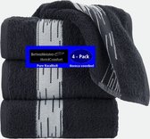 4 Pack Handdoek - (4 stuks) Essentials 550g. M² 50x100cm zwart - Katoen badstof