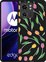 Cazy Hoesje Zwart geschikt voor Motorola Edge 40 Tulpen