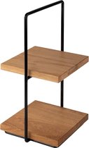2-traps etagère Perfectto Small, bestaande uit 1 buffetstandaard en 2 buffetplanken van eikenhout