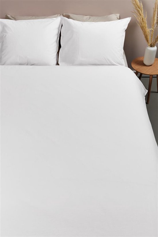 Ambiante Cotton Uni dekbedovertrek - Effen - Lits-Jumeaux - 240x200/220 - Wit van Ambiante — afbeelding 4